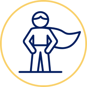 hero wearing a cape, standing strong